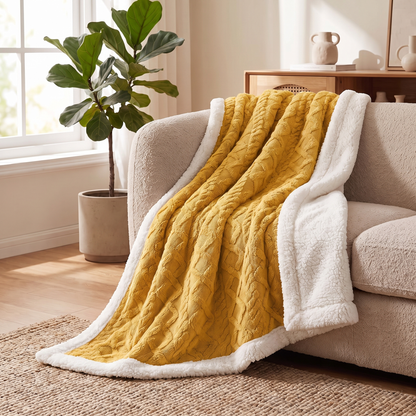 Cozy Haven | Reversible Throw Blanket with Ultra-Soft Sherpa Fleece | Perfect for Year-Round Comfort