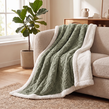 Cozy Haven | Reversible Throw Blanket with Ultra-Soft Sherpa Fleece | Perfect for Year-Round Comfort