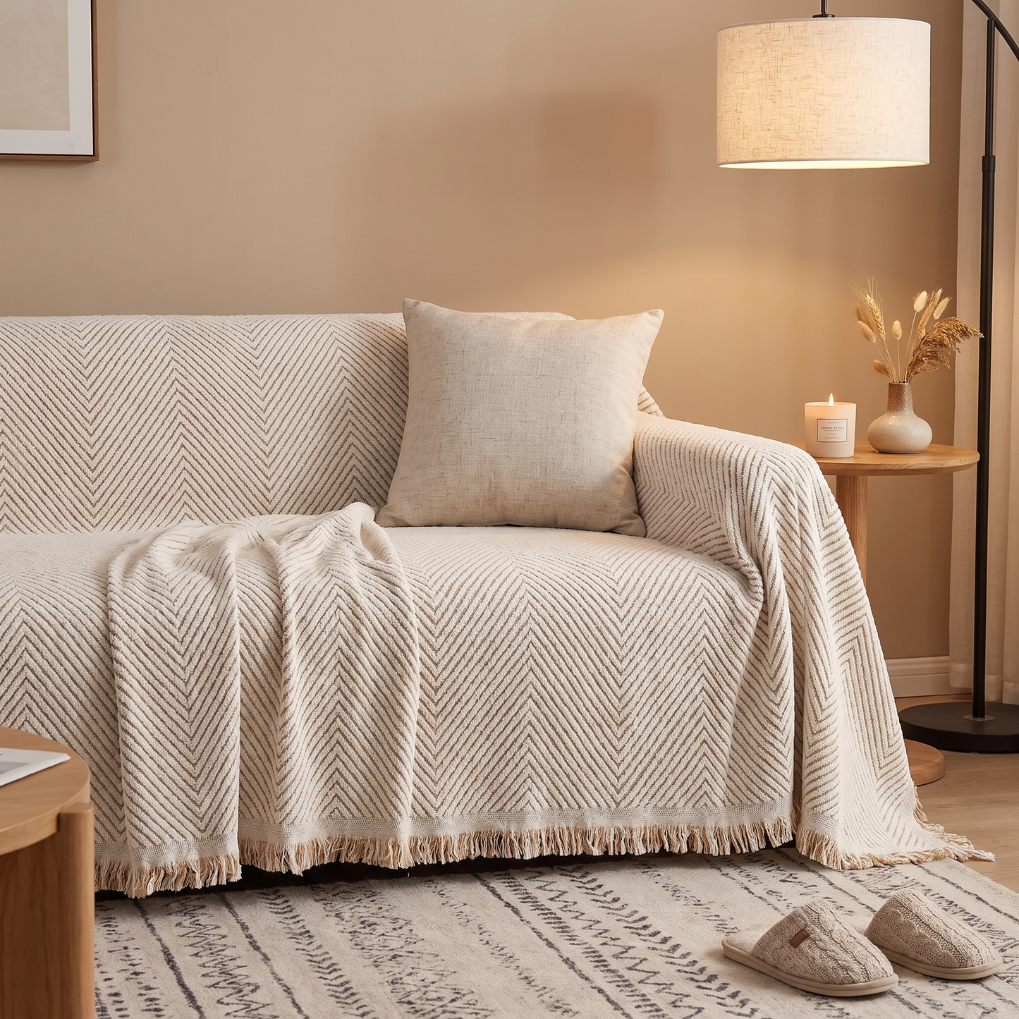 Herringbone Couch Cover | Waterproof Sofa Protector with Non-Slip Design | Durable Shield Against Spills and Pet Hair