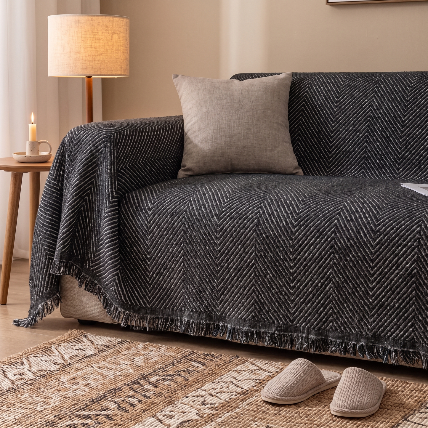 Herringbone Couch Cover | Waterproof Sofa Protector with Non-Slip Design | Durable Shield Against Spills and Pet Hair