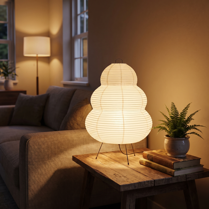 CelestialGlow | Serene Ethereal Rice Paper Bedside Table Lamp