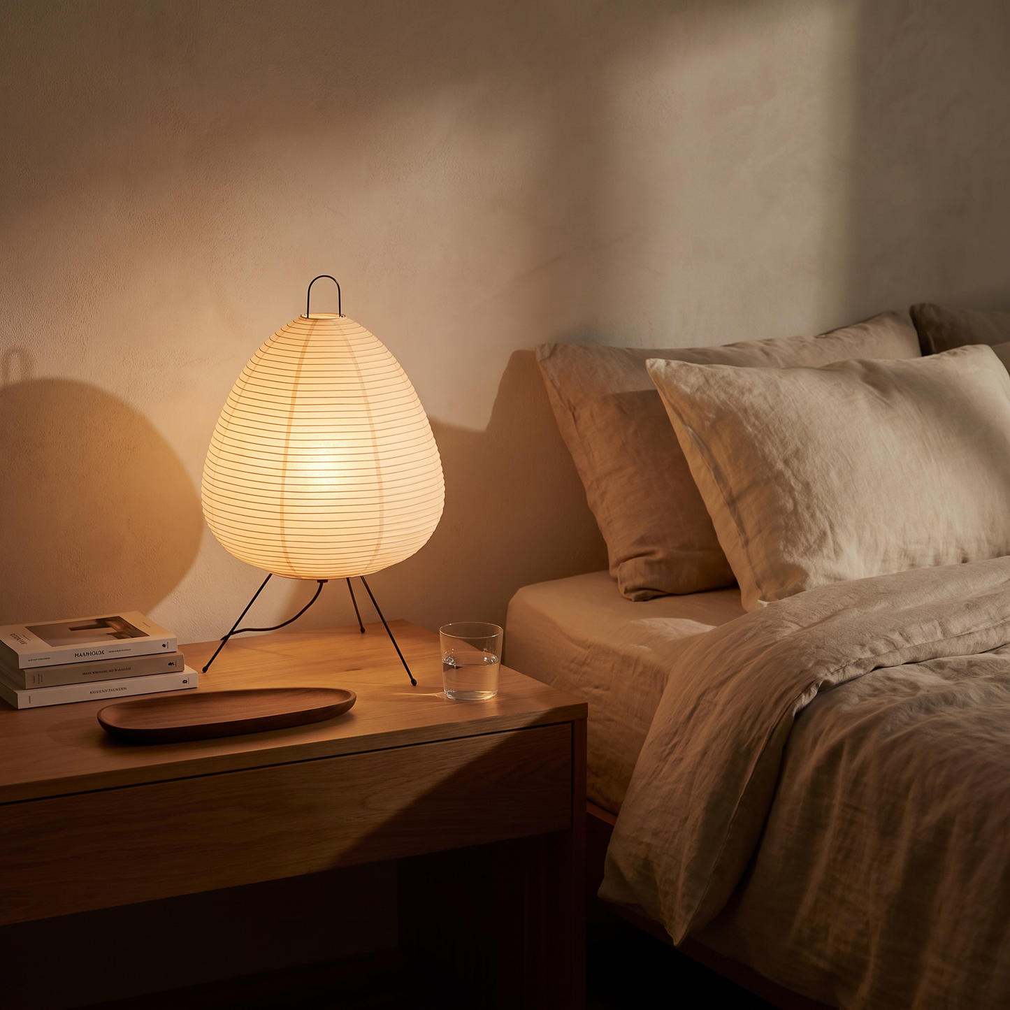 Elegant Minimalist Rice Paper Table Lamp for Bedside or Desk