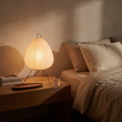Elegant Minimalist Rice Paper Table Lamp for Bedside or Desk