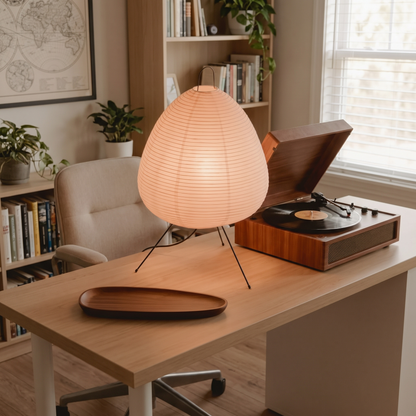 Elegant Minimalist Rice Paper Table Lamp for Bedside or Desk