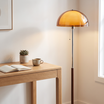 MushroomGlow | Retro Elegant Bauhaus Standing Floor Lamp with Pull Chain
