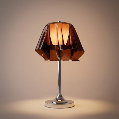 AureliaGlow | Artistic Retro Acrylic Bedside Table Lamp with Chrome Base