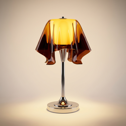 AureliaGlow | Artistic Retro Acrylic Bedside Table Lamp with Chrome Base