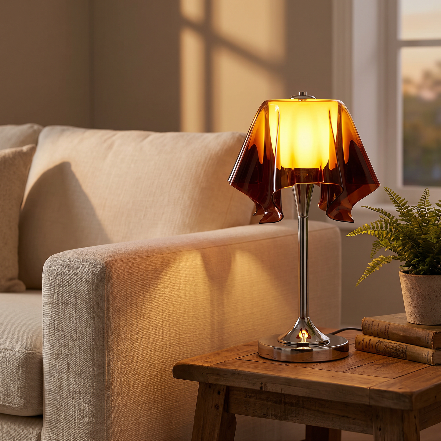 AureliaGlow | Artistic Retro Acrylic Bedside Table Lamp with Chrome Base