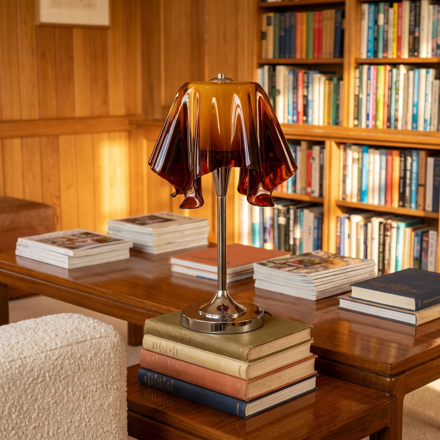 AureliaGlow | Artistic Retro Acrylic Bedside Table Lamp with Chrome Base