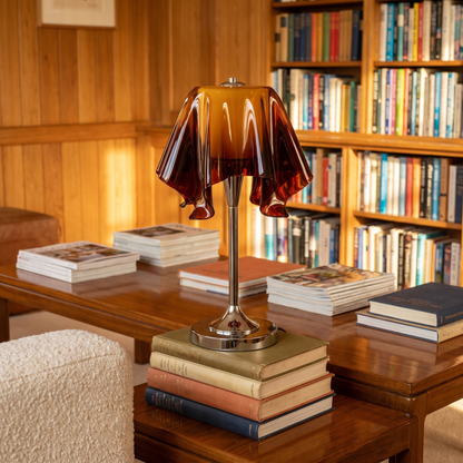 AureliaGlow | Artistic Retro Acrylic Bedside Table Lamp with Chrome Base