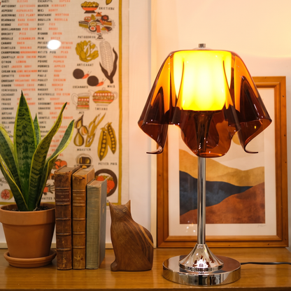 AureliaGlow | Artistic Retro Acrylic Bedside Table Lamp with Chrome Base
