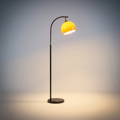 BellaArc | Stylish Modern Arc Floor Lamp with Amber Glass Shade