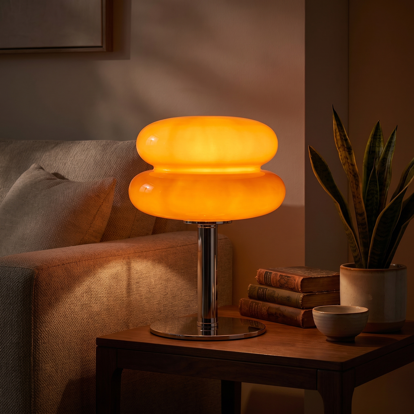 LuminaraGlow | Elegant Warm Tone Glass Table Lamp for Cozy Ambiance