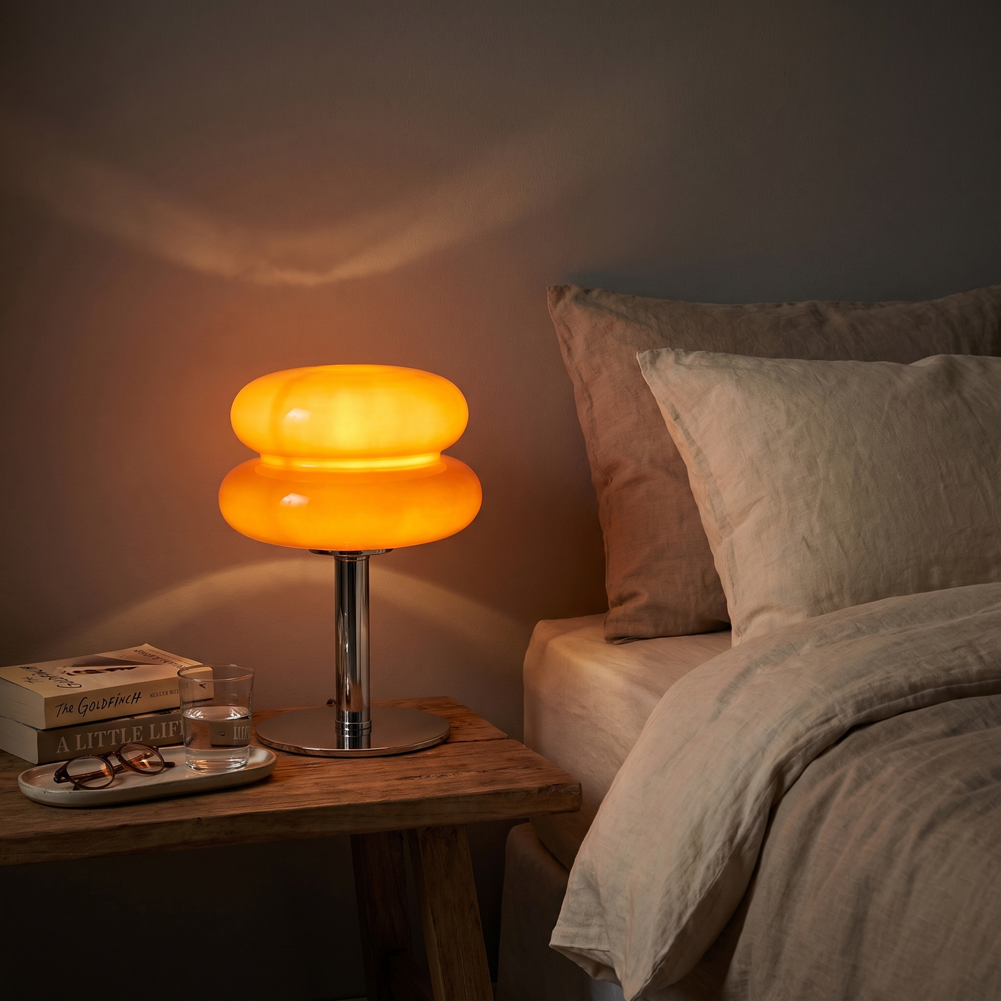 LuminaraGlow | Elegant Warm Tone Glass Table Lamp for Cozy Ambiance