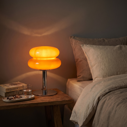 LuminaraGlow | Elegant Warm Tone Glass Table Lamp for Cozy Ambiance