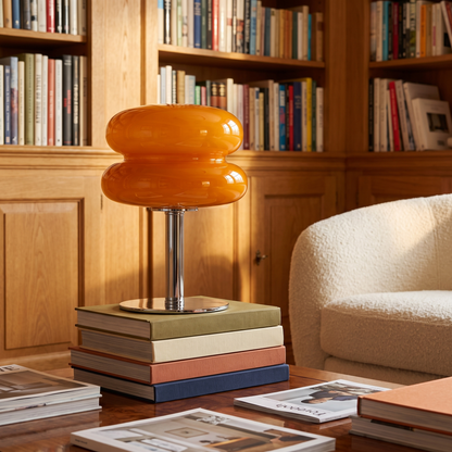 LuminaraGlow | Elegant Warm Tone Glass Table Lamp for Cozy Ambiance