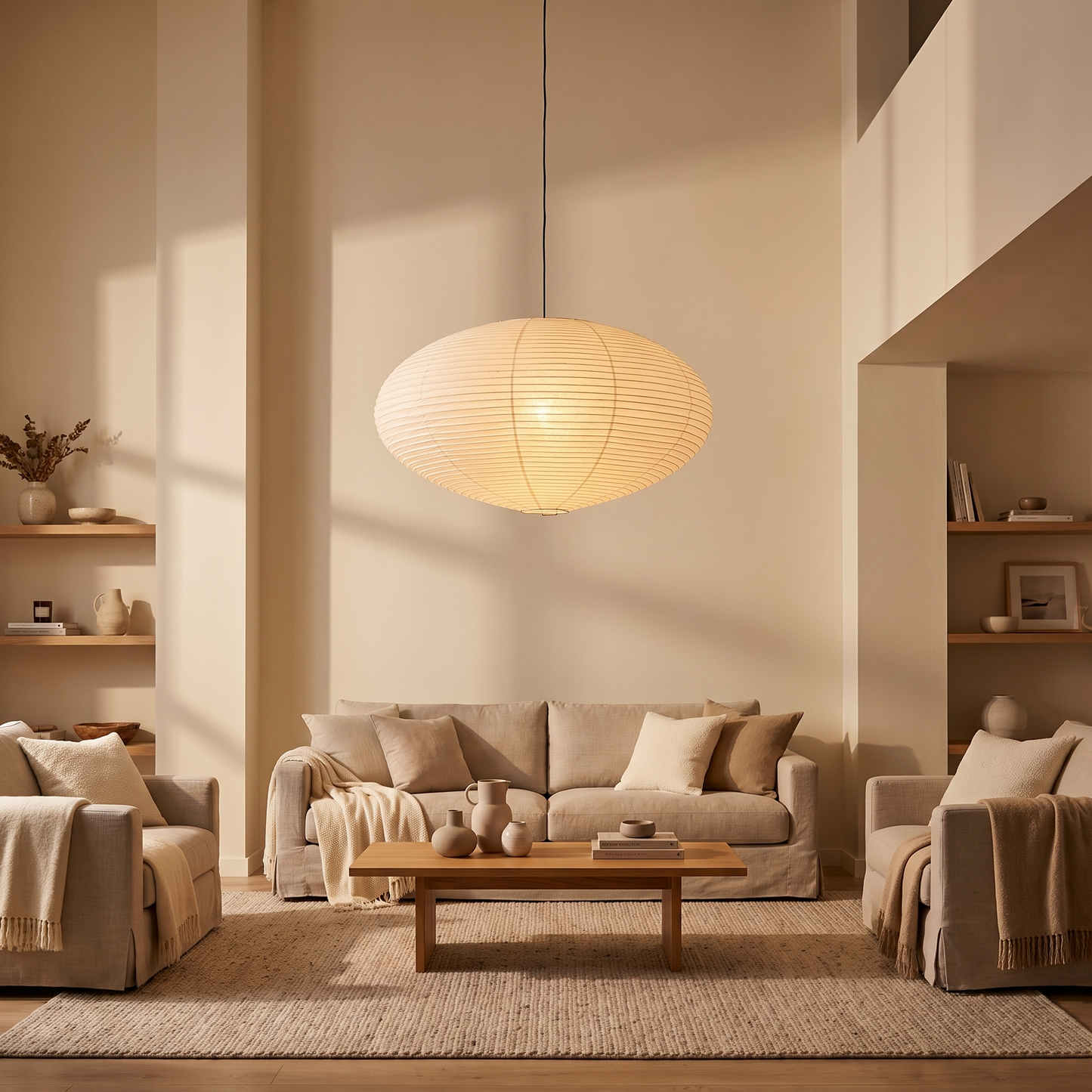 AkariGlow | Elegant Adjustable Rice Paper Kitchen Pendant Lighting