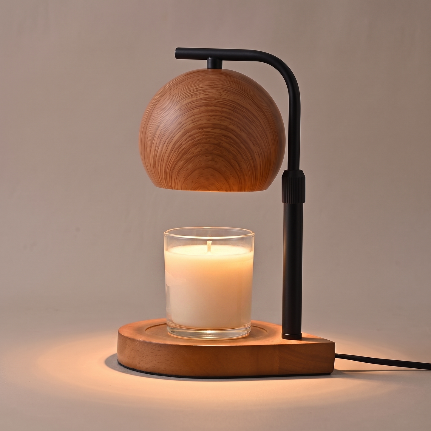 TimberGlow | Elegant Adjustable Wooden Candle Warmer Lamp