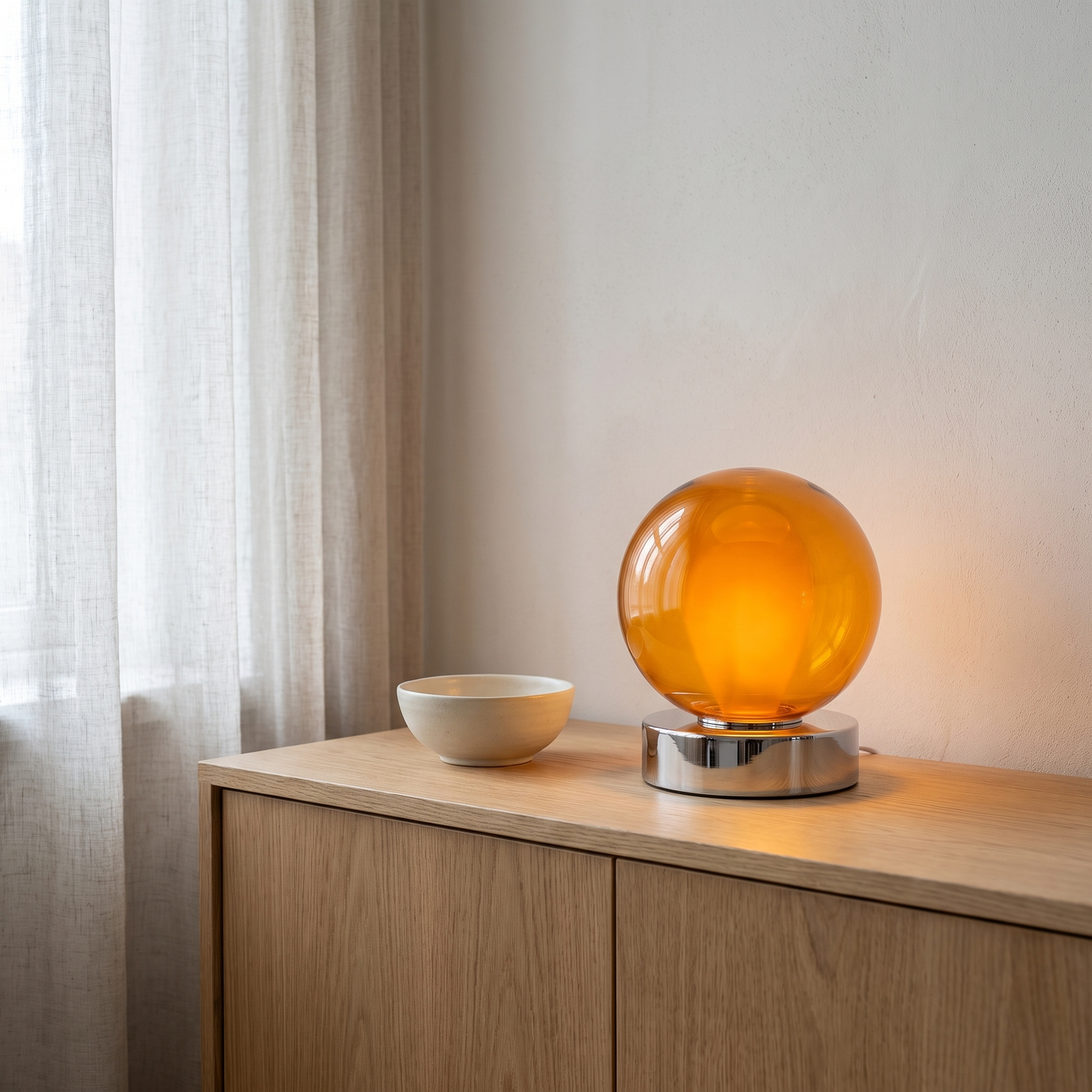 AmberGlow | Elegant Soft Glass Bedside Table Lamp with Adjustable Light