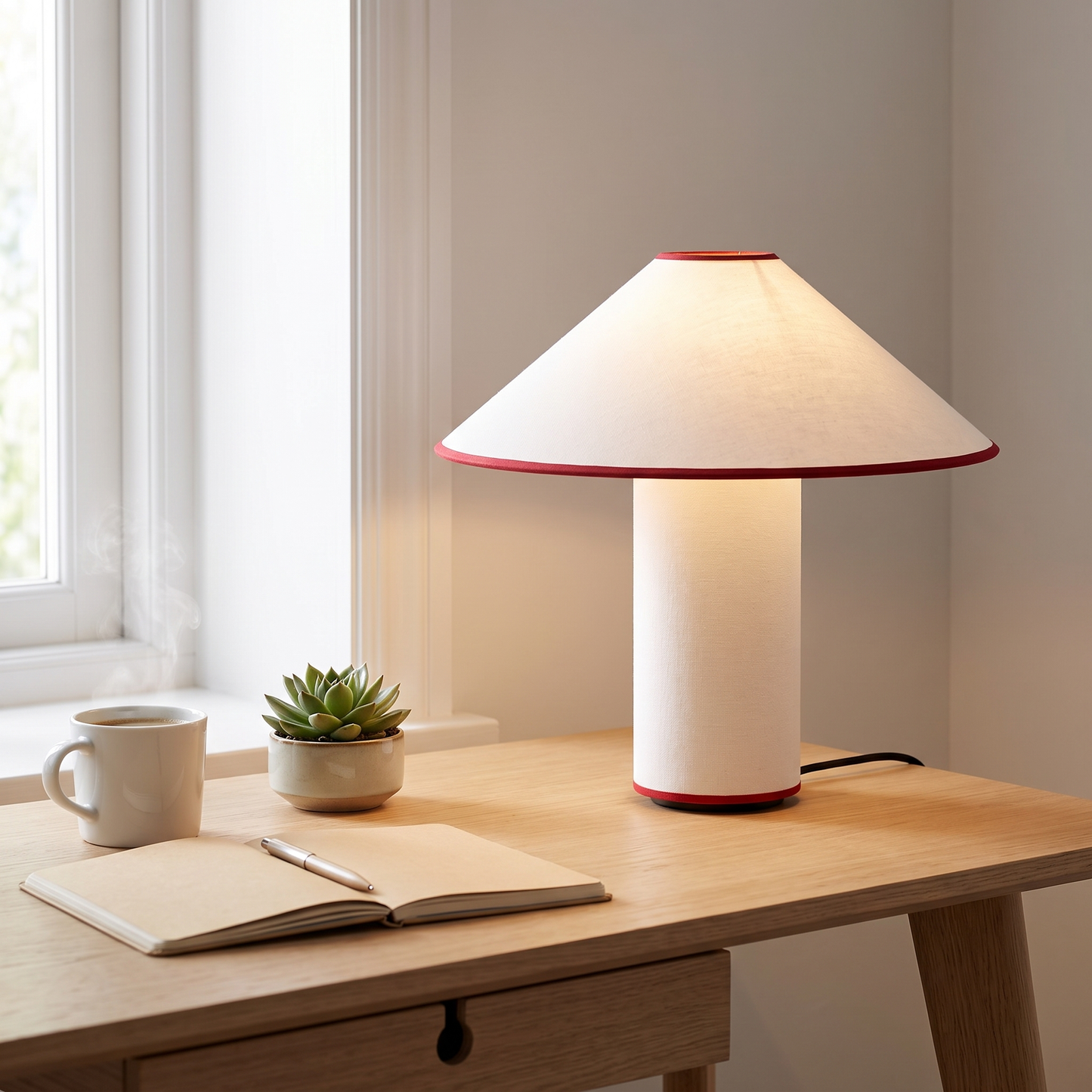 ColetteLuxe | Elegant Japanese Style Linen Table Lamp for Bedroom Lighting
