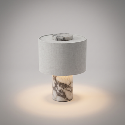 Elegant Cordless Marble Table Lamp with Linen Shade