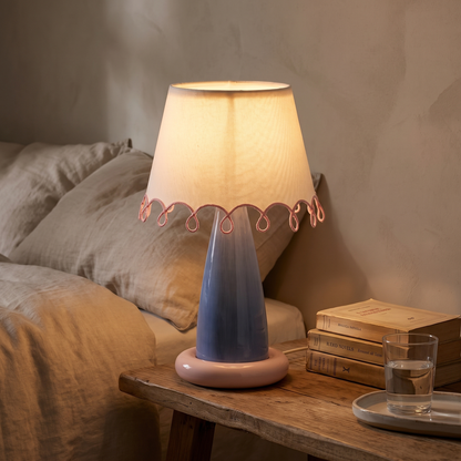 CoralGlow | Stylish Modern LED Bedside Table Lamp with Fiber Shade