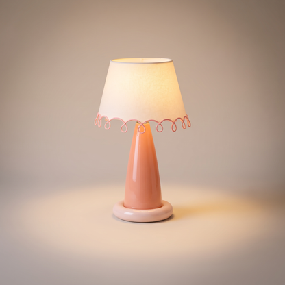CoralGlow | Stylish Modern LED Bedside Table Lamp with Fiber Shade