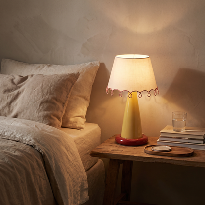 CoralGlow | Stylish Modern LED Bedside Table Lamp with Fiber Shade